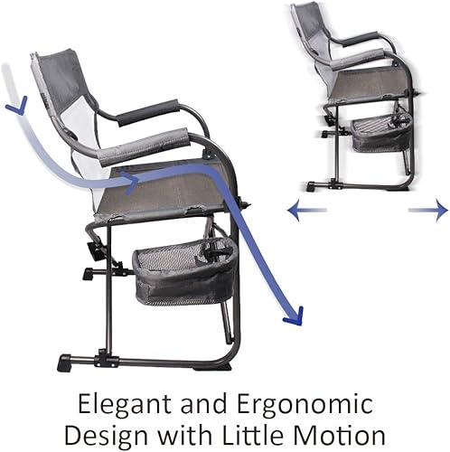 Miniatura 6 de Silla de director plegable portátil resistente, color gris, perfecta para uso al aire libre con campamento y eventos deportivos, la cesta lateral