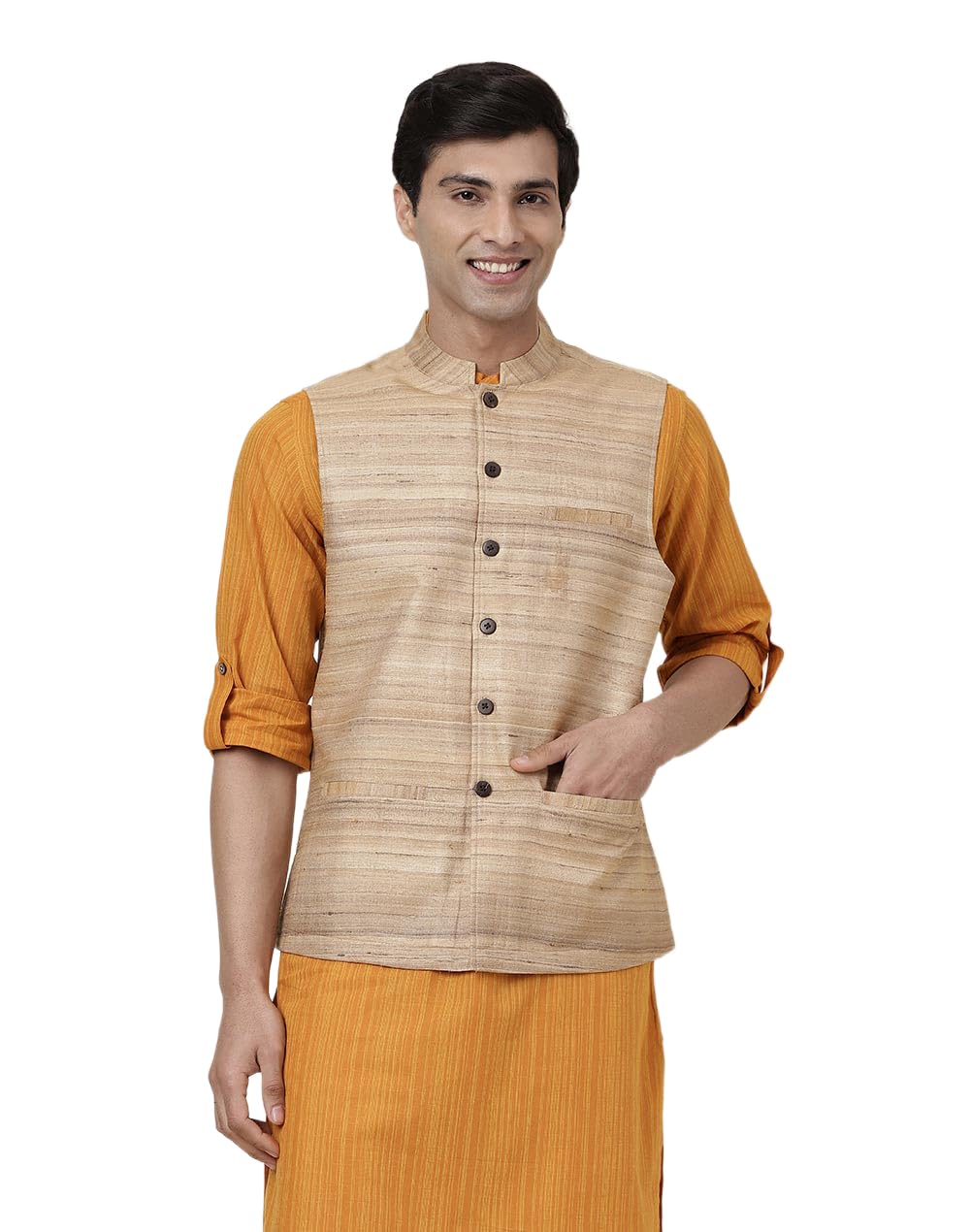 fabindia Natural Silk Nehru Jacket-picture-38
