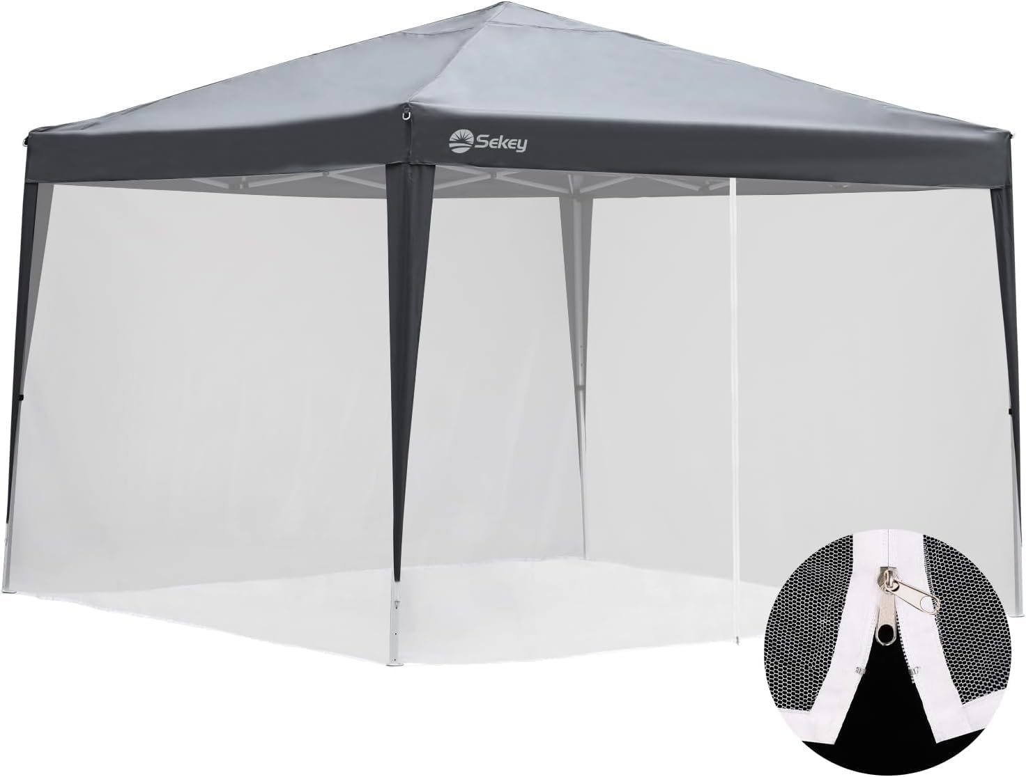 Sekey Mosquitera para Carpa 3 x 3 m, Carpa No Incluido, Mosquitera para Cenador con Cremallera e Tiras de Velcro, Blanco