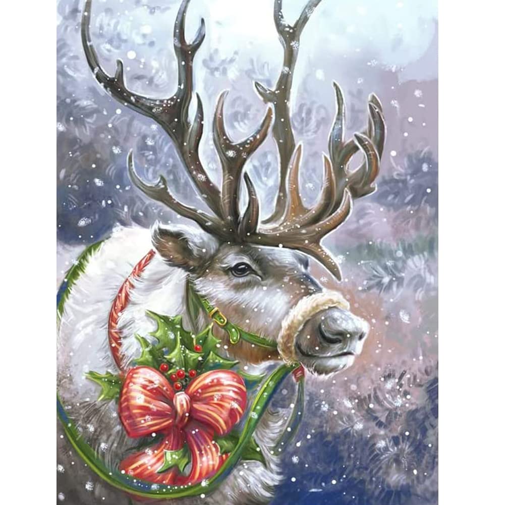 Abeuty Reindeer 5D Diamond Painting Diy Full Drill Rhinestones, Deer Snow Animal Deer, Paint With Diamonds Crystal Diamond Art Kits (Reindeer)