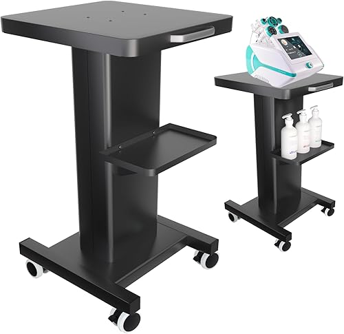 Carrito de ruedas para esteticista, carrito rodante de metal resistente de 3 niveles para máquina de belleza, capacidad de carga 100 kg,