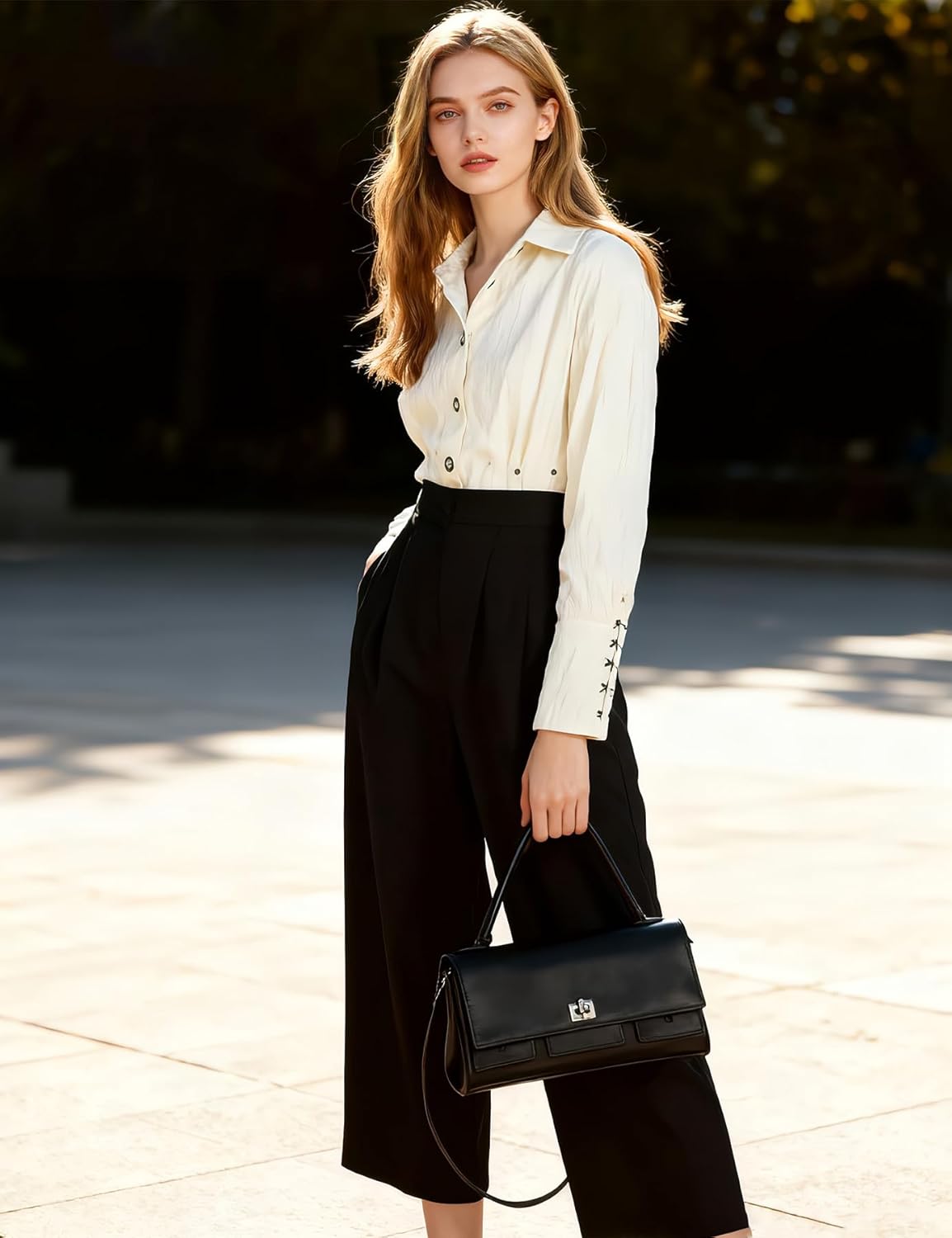 Genuine Leather Shoulder Bag for Women Trendy Crossbody Handbag with Top Handle - Image 2