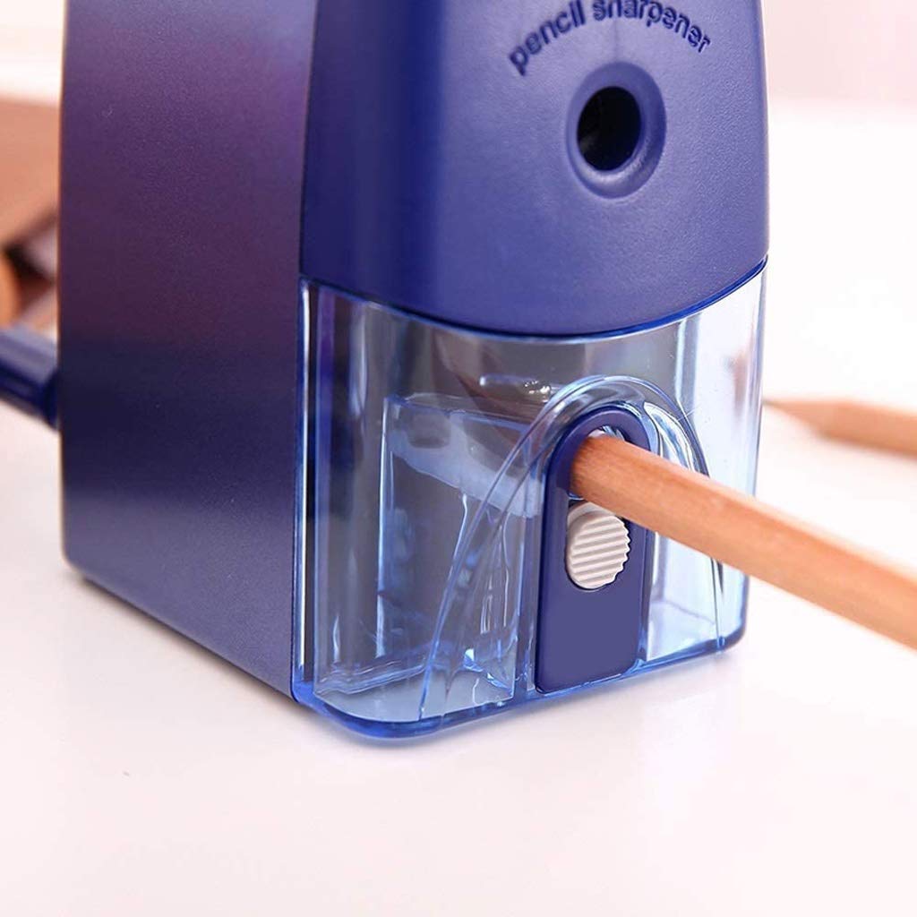 Bleistiftspitzer fürs Klassenzimmer, manueller Bleistiftspitzer, tragbarer Bleistiftspitzer – kompakter und leiser Bleistiftspitzer fürs Klassenzimmer, der gerade Spiralstifte spitzt (Farbe: D) (Blau)