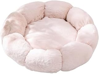 ペットベッド ペットクッション 花の形 通気性いい 暑寒対策 滑り止め 洗濯可能 猫/小型犬用 通年適用 サイズ/カラー選択可 (ベージュ,S)