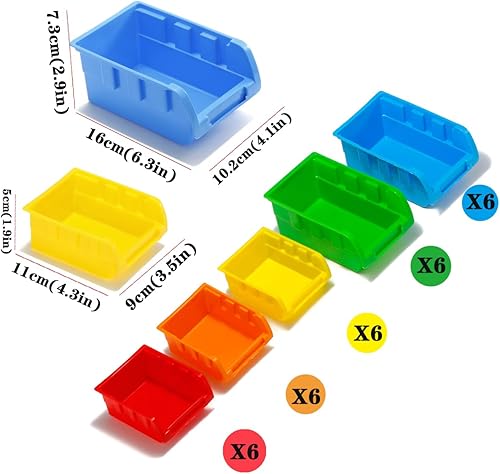 Miniatura 3 de Kit de contenedores de almacenamiento montados en la pared de 30 compartimientos, estante organizador de herramientas, organizador de herramientas