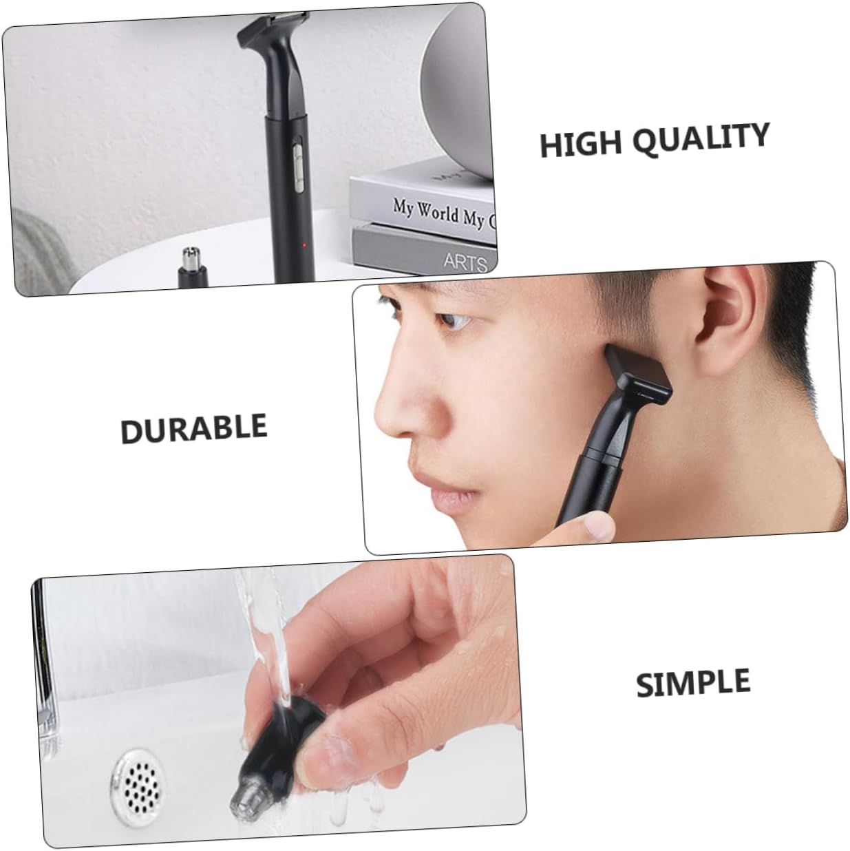 GALPADA 1Set Electric Nose Hair Trimmer USB Facial Hair Remover for Men Women Portable Lightweight Design for Easy Grooming Black Metal Body