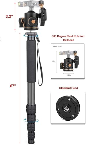 Miniatura 2 de MonopodUnipod profesional de 72" (cabezal opcional dual) para Sony SAL-1680Z 0.630-3.150in f3.5-4.5 Carl Zeiss Vario-Sonnar T DT