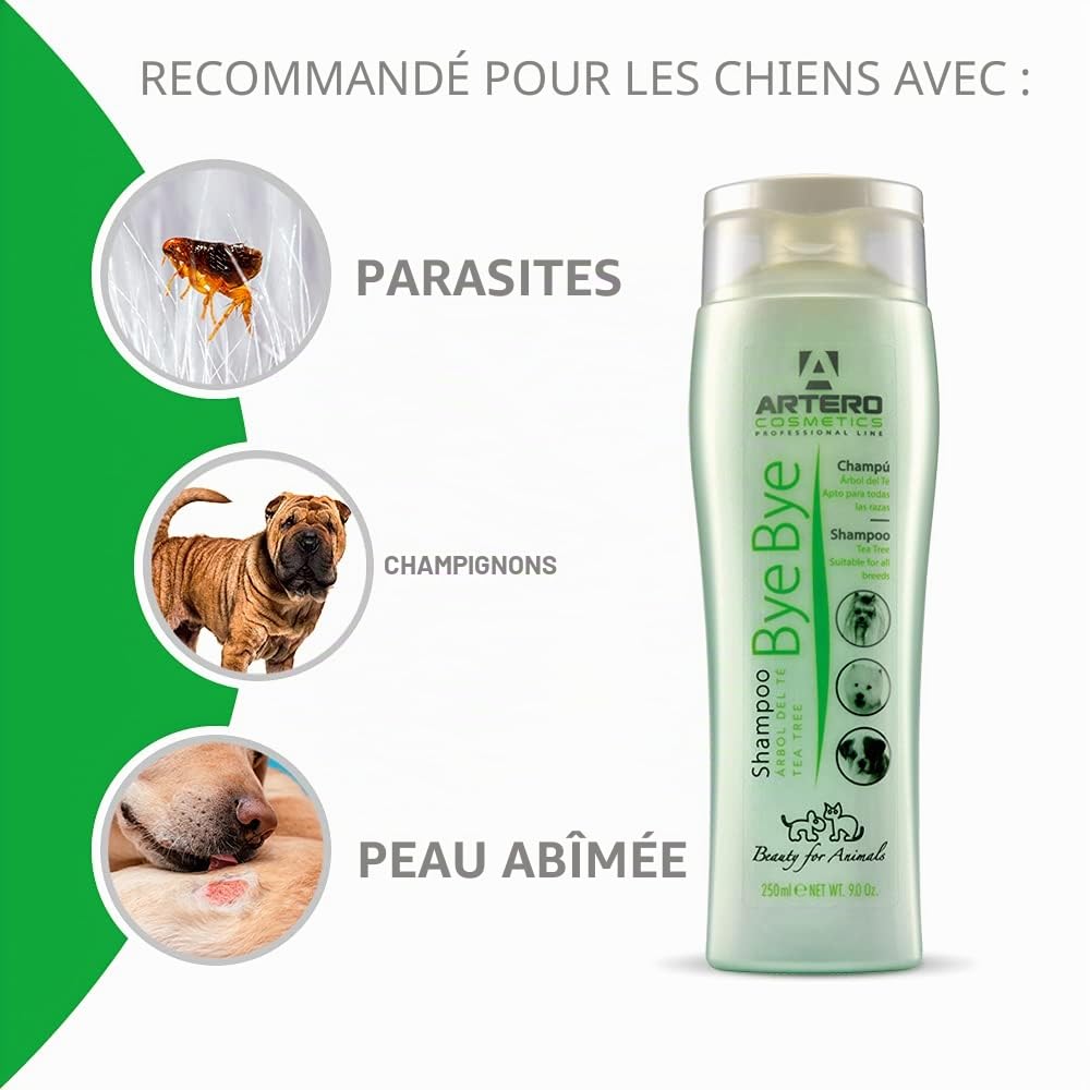 Artero Shampooing Bye Bye Antiparasitaire 5L pour Chiens - Élimine et Repousse Les Parasites, Pulvérise Les Puces et Tiques, Nettoyage en Profondeur, Effet Relaxant, Ingrédients Naturels