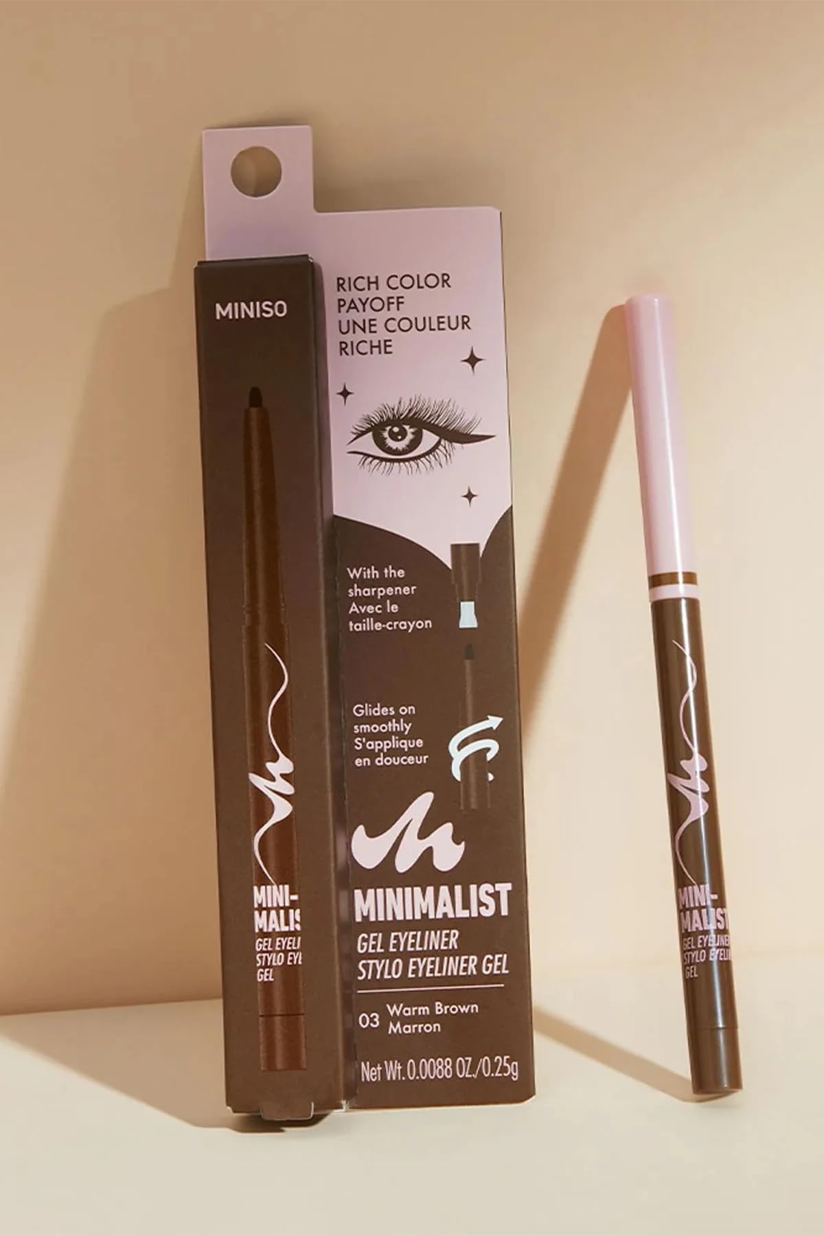 Miniso Minimalist Serisi Jel Eyeliner Kalem 03 Kızıl Kahve, 2017454311109