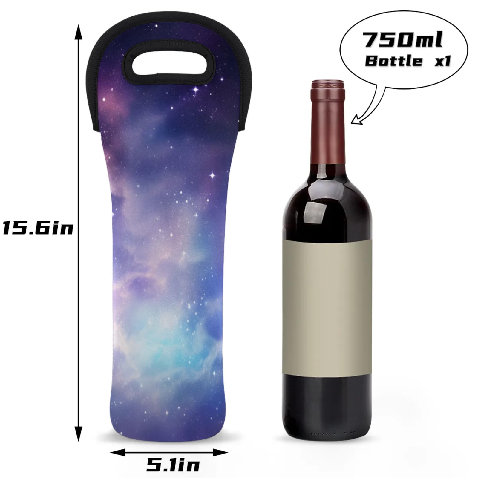 Neoprene Wine Tote Carrier Bag for Wine,Water, Champagne, Beer, Baby Bottles 15.6 x 5.1 Inches, Protective Wine Bag,Sky Purple