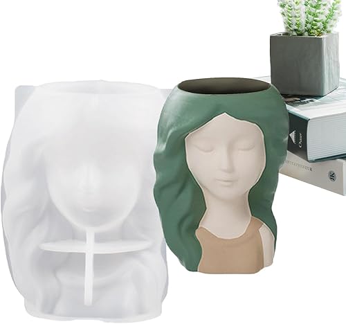 Molde de silicona para macetas, molde para macetas para suculentas Antiadherente para suculentas, florero, molde de yeso para hormigón para velas,