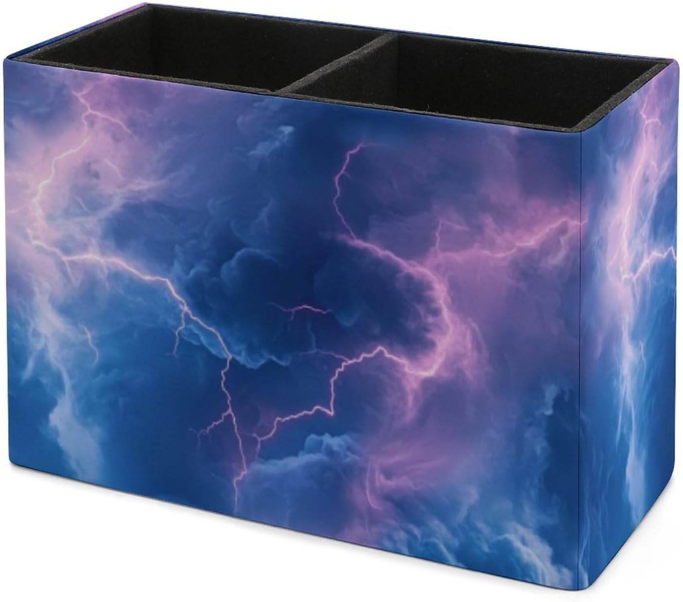Blue Fog Pencil Pen Holder PU Leather Desk Storage Organizer Makeup Brush Box