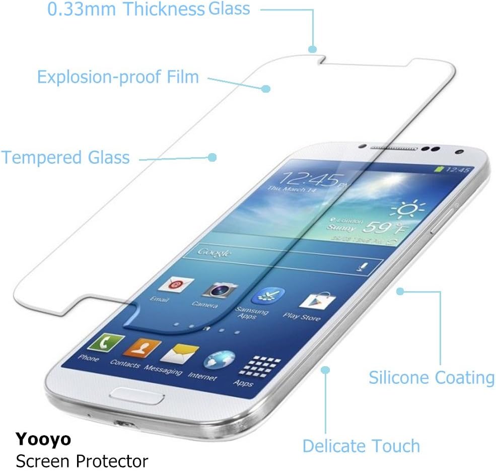 Galaxy S4 Screen Protector, Yooyo 0.33mm Tempered Glass Crystal Clear | Slim | Anti Finger Print | Scratch Proof and Light weight Screen Protector for Samsung Galaxy S4, I9500