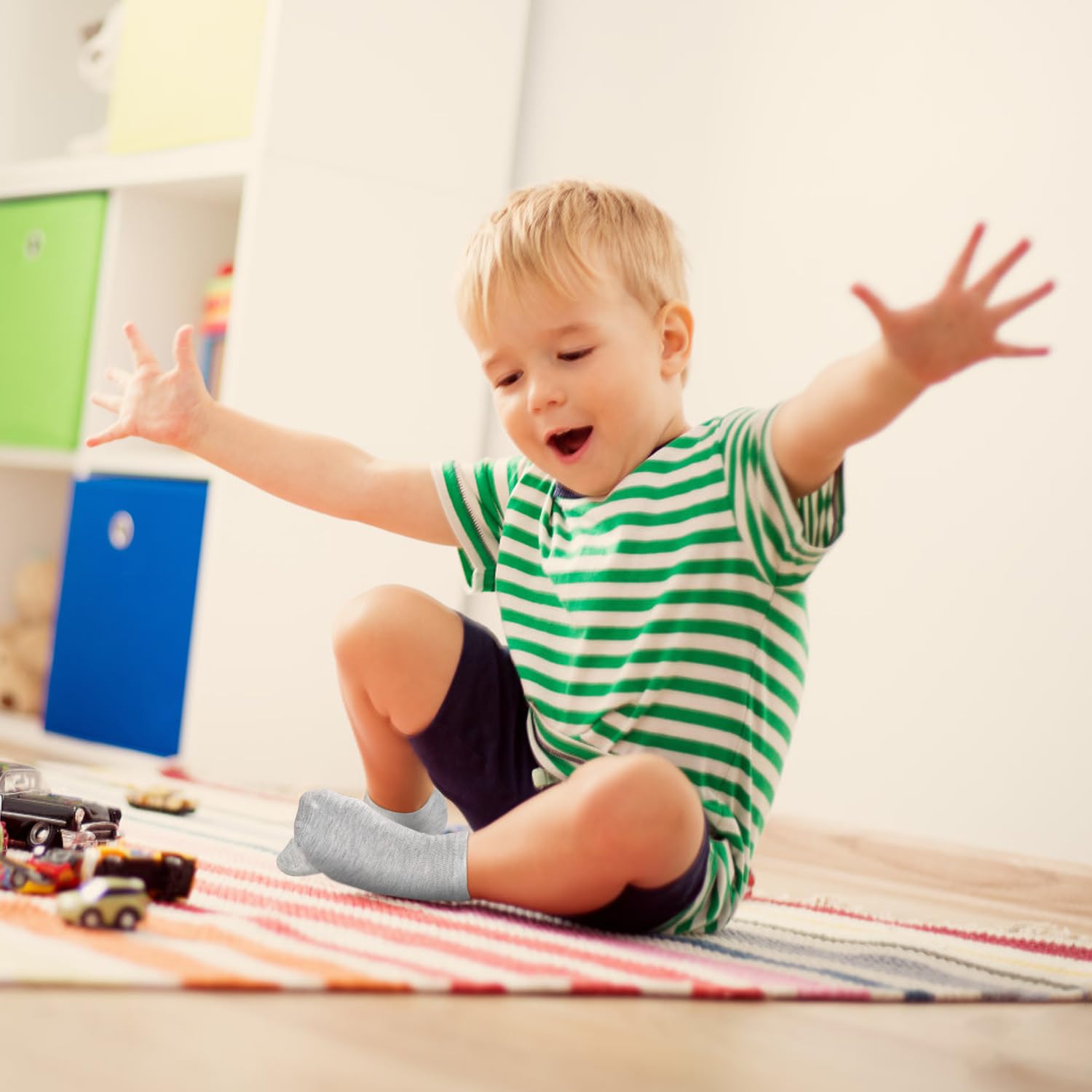 Calcetines para niños pequeños, 20 pares de calcetines de tobillo transpirables de corte bajo para niños y niñas de 0 a 13 años