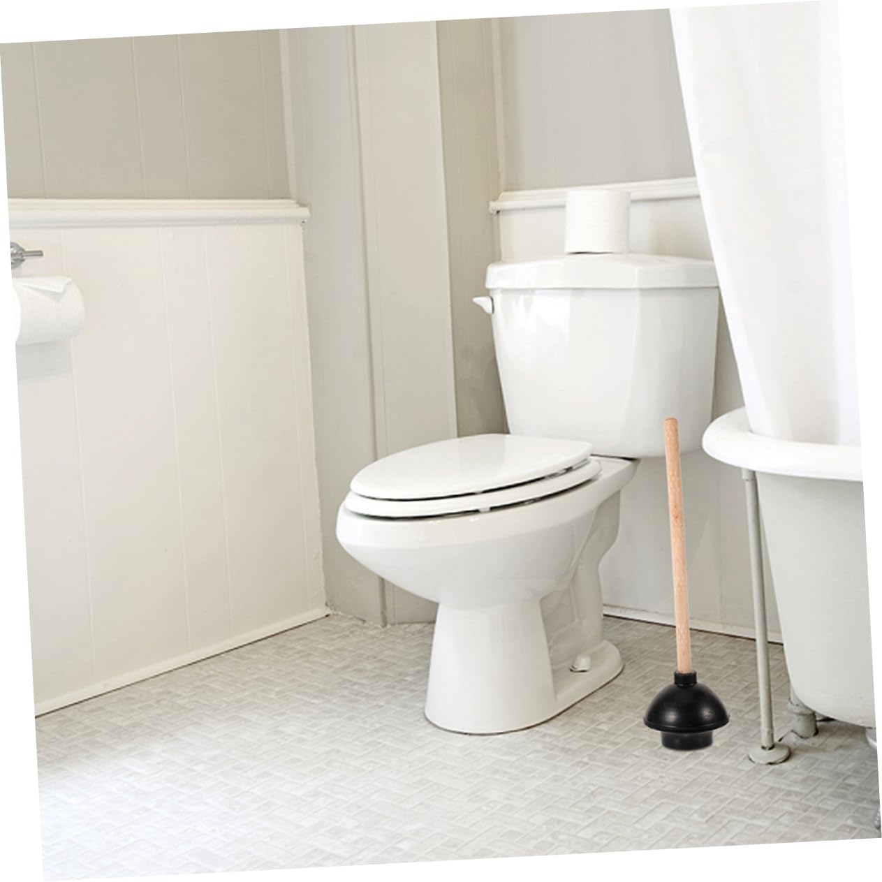 Ventouses de Toilette Robustes Réutilisables en Caoutchouc et Bois, Lot de 2, Déboucheur WC, pour Salle de Bain et Maison