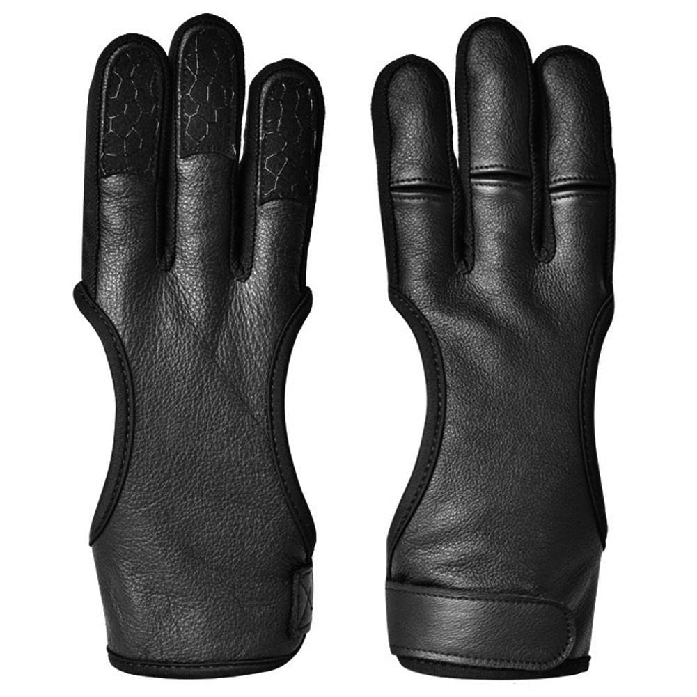 Protection de tir à l'arc en cuir gants élastiques 3 doigts haute sécurité de chasse