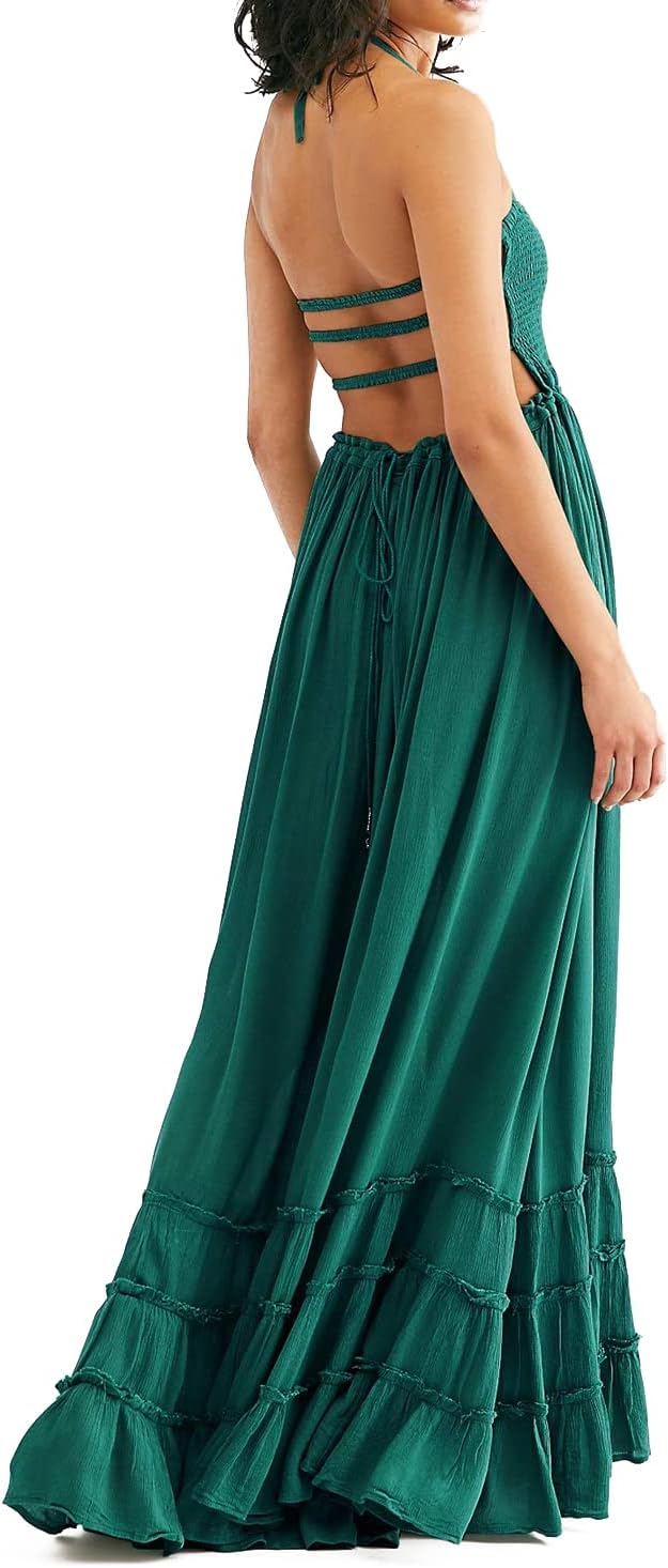 VERGOODR Women's Cotton Sexy Sleeveless Boho Beach Backless Long Bohemian Dress - Image 3