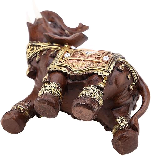 Miniatura 4 de Feng Shui - Estatua de elefante elegante de grano de madera de 5.5 pulgadas de alto con tronco hacia arriba, figura coleccionable, escultura