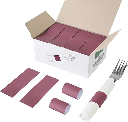 NATURALABEL Self-Adhesive Napkin Bands for Wrapping Silverware - Pack of 2,000, for Family Reunion, Birthday Party, Wedding, Celebration (Burgundy)