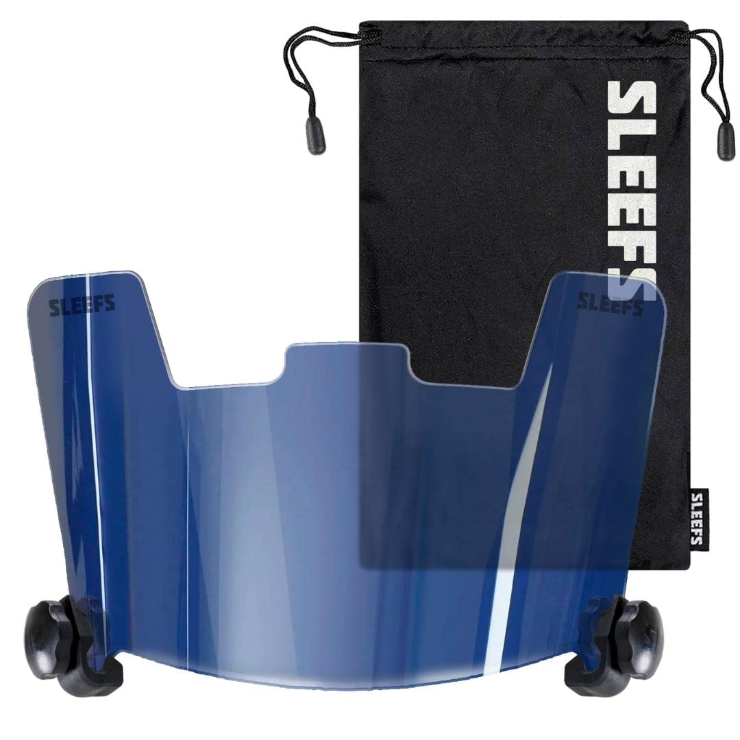 SLEEFS Football Helmet Visor [Cold Steel Blue] - Tinted Professional Football Visor/Shield - Fits Youth & Adult Helmets - Includes Quick Visor Clips + Microfiber Travel Bag