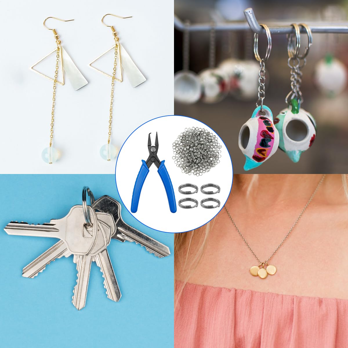 Jewelry Pliers and Split Jump Rings Kit lyfLux 500 PCS 6 mm Metal Split Jump Rings Double Loops with Jump Ring Opening Pliers for Jewelry Beading Repair Making Supplies