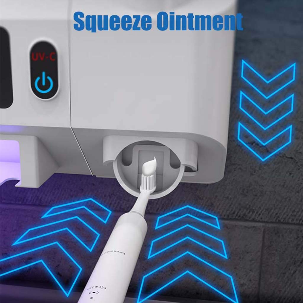 TJH Esterilizador de Cepillo de Dientes UV Inteligente, Esterilizar y secar bastidores de cepillos de Dientes para baño, Set de Vasos de Dientes eléctricos de Pared -Cuidar la Salud bucal