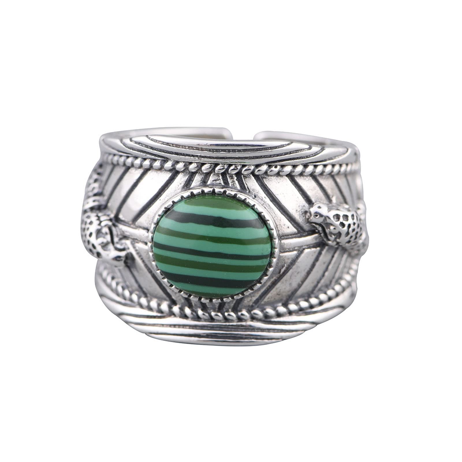 Bague léopard argent ajustable S925, finis les problèmes de taille avec le style vintage