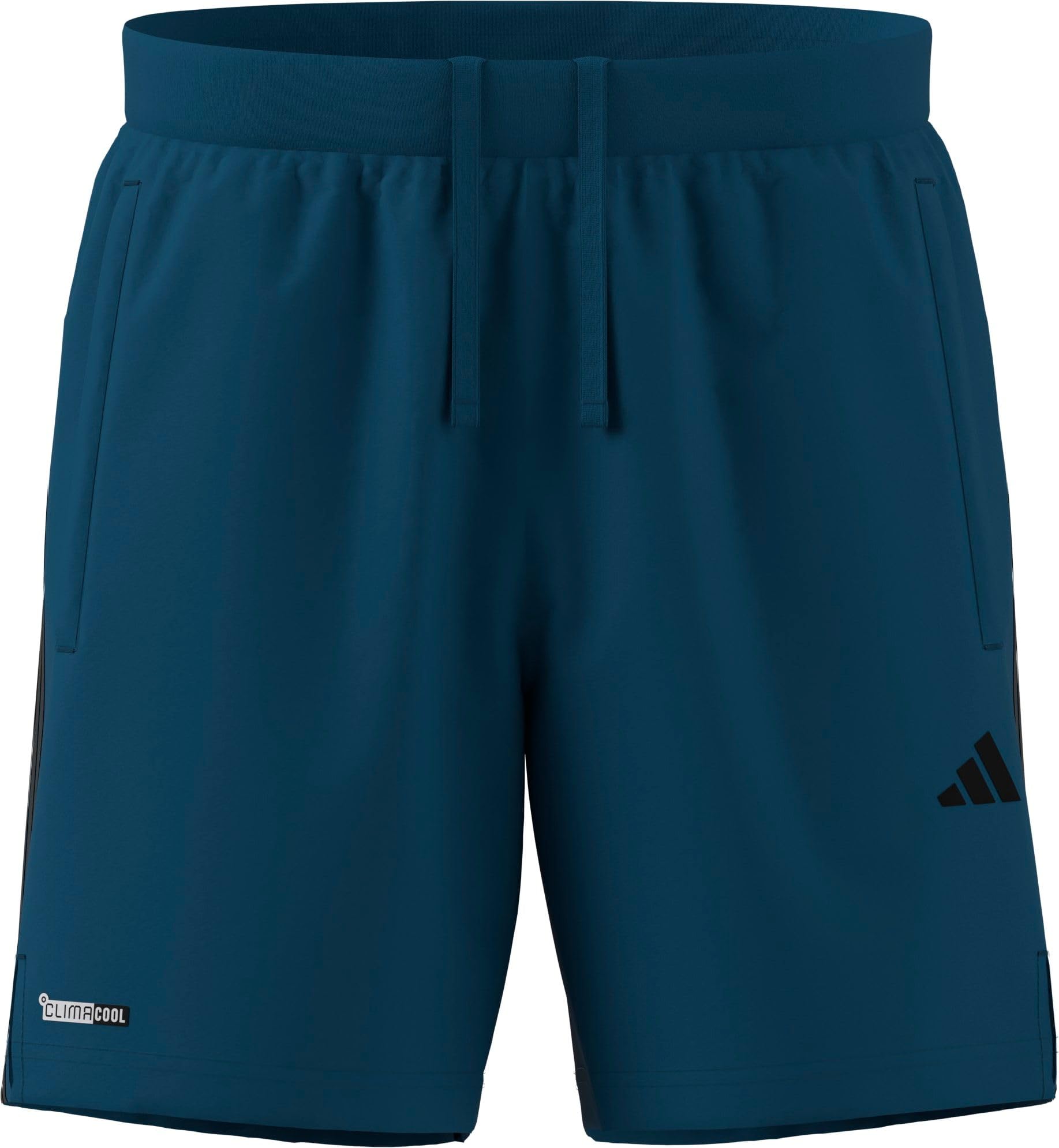 adidas Men's TECH Essentials Workout 3 Stripes Shorts, Dusky Petrol, M 7 inch