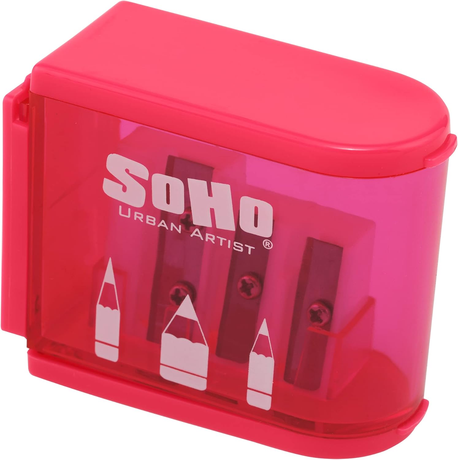 SoHo Urban Artist 3-Hole Pencil Sharpeners 24 Pack - Perfect for Sharpening On The Go, Back to School, Artists of All Levels, & More! - Pink
