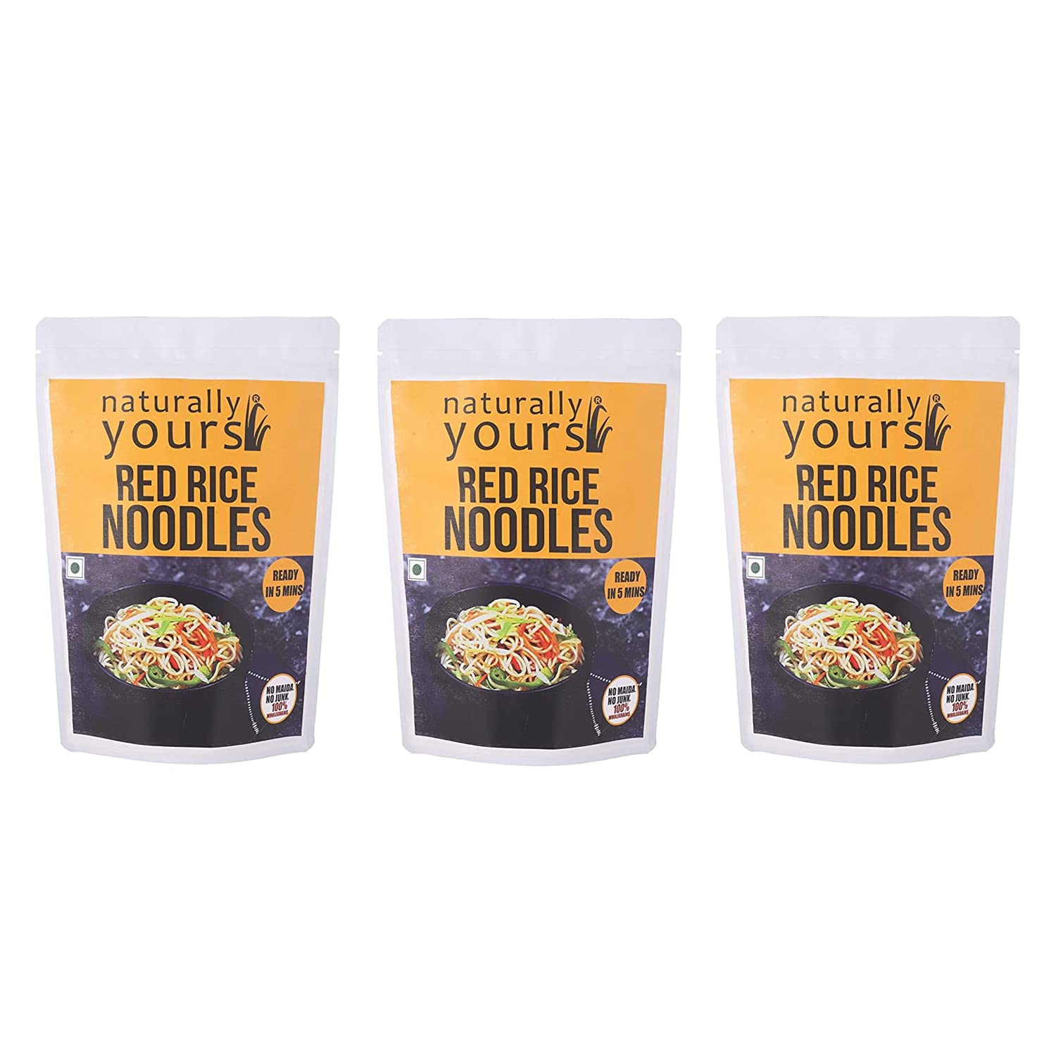 Red Rice Noodles – No Onion No Garlic, 100% Jain-Friendly | Includes Tastemaker | No Maida, Preservative-Free, Non-Fried, Vegan | High in Iron, Antioxidants & Fiber | Healthy & Easy to Digest | 180g (PACK OF 3)