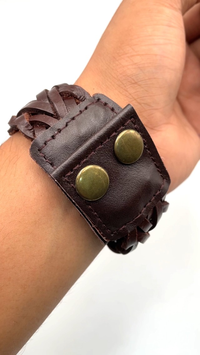 Buy ZIVOM® Braided Biker Funky Handcrafted Brown Leather Wrist