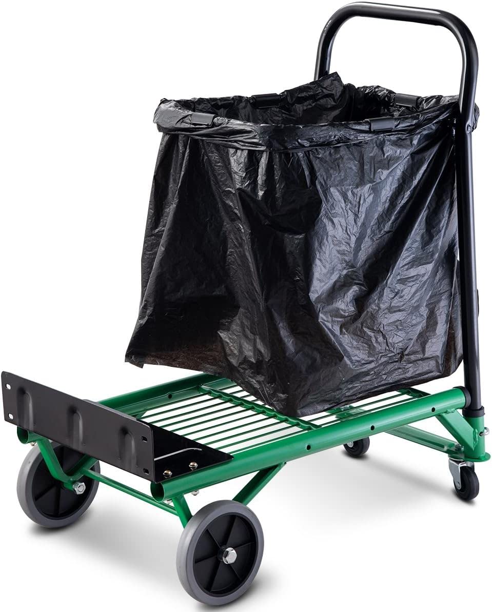 COSTWAY Wózek transportowy 2 w 1, składany, obciążenie do 90 kg, regulowana wysokość, stalowa rama, układający się w stos, wózek schodowy