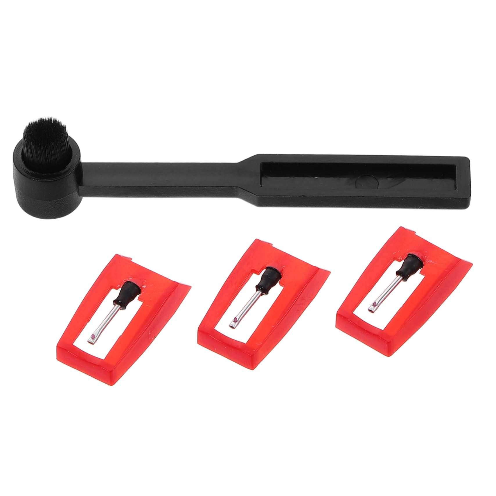 Abaodam 1set Replacement Stylus Needle and Record Cleaning Brush Kit for Turntable Includes Styluses and Cleaning Brush for Phonograph and Record Players