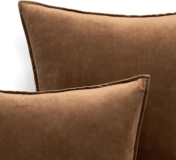 MIULEE Pack of 2 Decorative Velvet Throw Pillow Covers Soft Pillowcase Cozy Soft Rectangle Cushion Coverss Case for Sofa Couch Bedroom Home Decor 12x20 Inch 30x50 Cm Chocolate