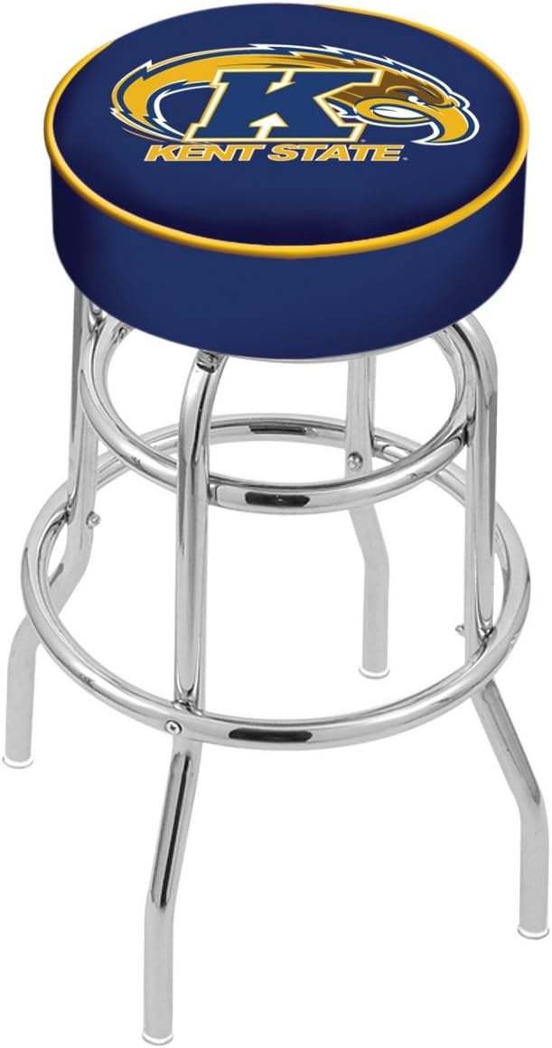 HBS L7C1 Kent State 25" Double-Ring Swivel Counter Stool with Chrome Finish