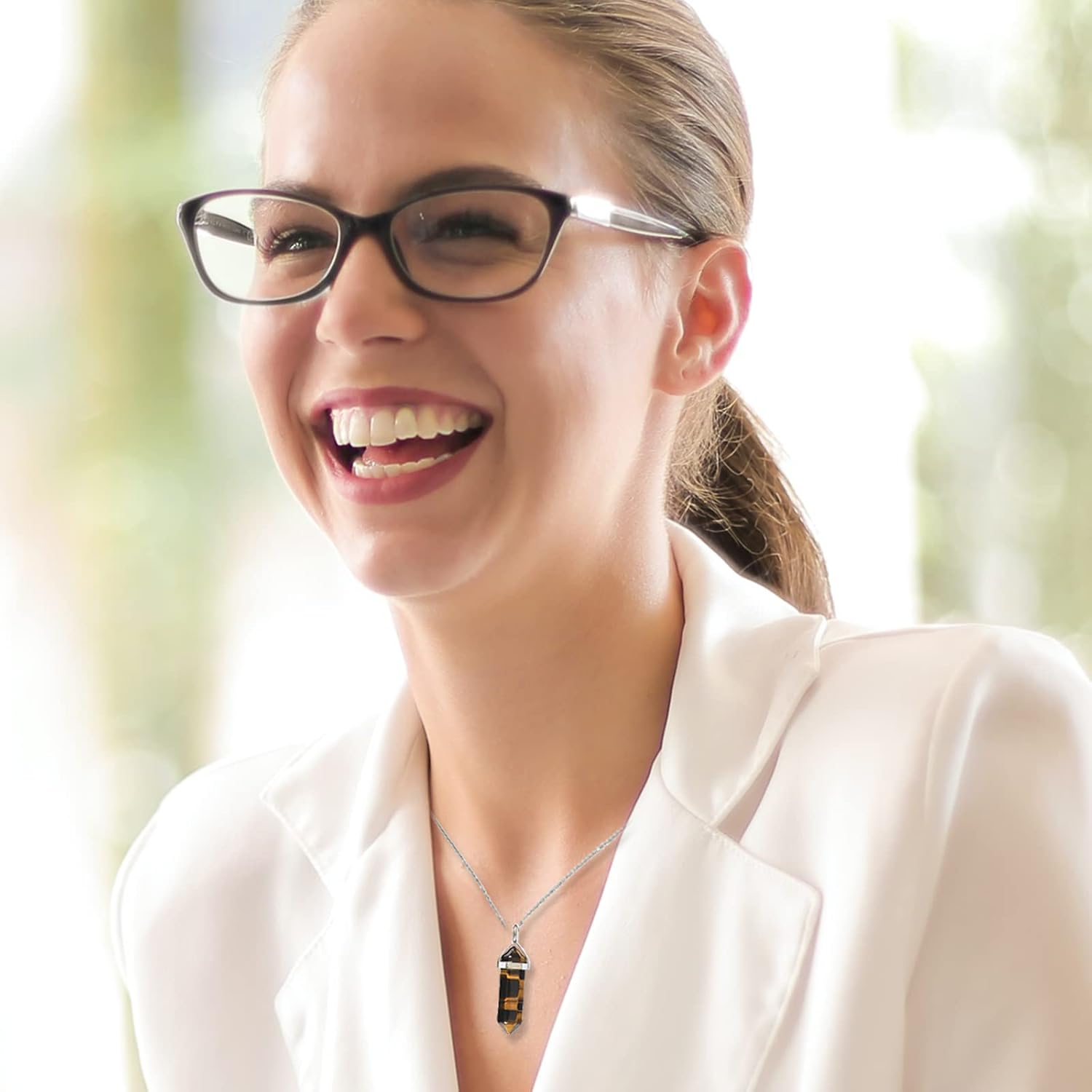 Crystal Necklaces for Women, Hexagon Crystal Point Pendant Necklace, Healing Crystal Stone Necklace for Mother's Day Gift - Image 3