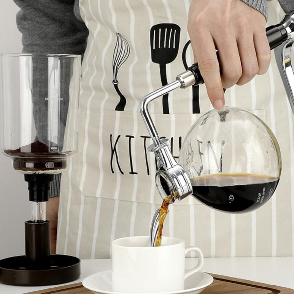 Macchina da caffè portatile a sifone con vetro resistente al calore e base in acciaio inossidabile, manico anti-scottatura, ideale per preparare caffè e tè a casa o in ufficio