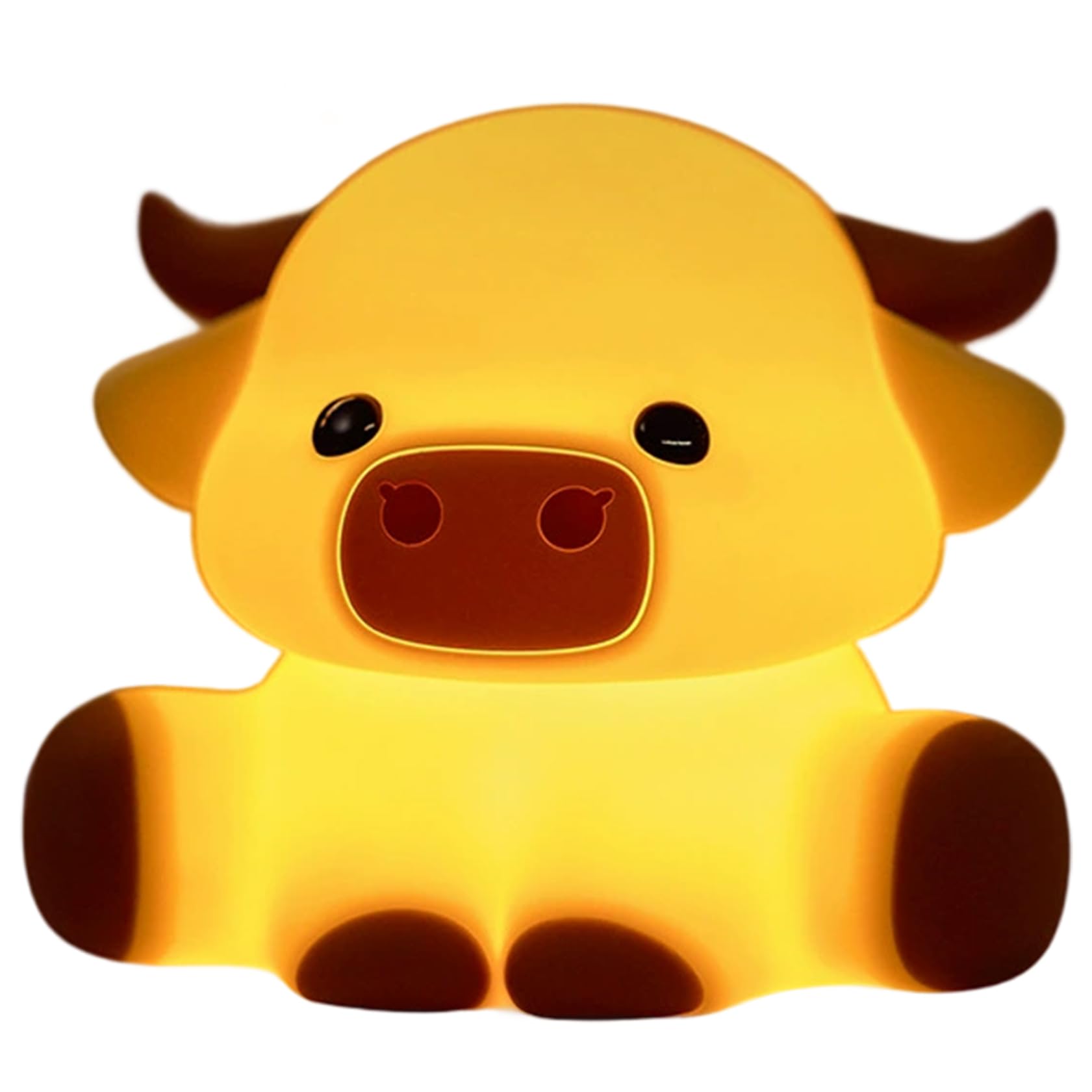 Otbushit Highland Cow Night Light, Dimmable Cute Lamp Touch Sensor Silicone Cute Lamp for Nursery, Bedroom Bedside