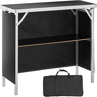 VEVOR Portable Tradeshow Podium Table, 38.39" x 15.16" x 34.25", Display Exhibition Counter Stand Booth Fair with Wall, Foldable Promotion Retail Bar Table Podium with Storage Rack and Carrying Bag