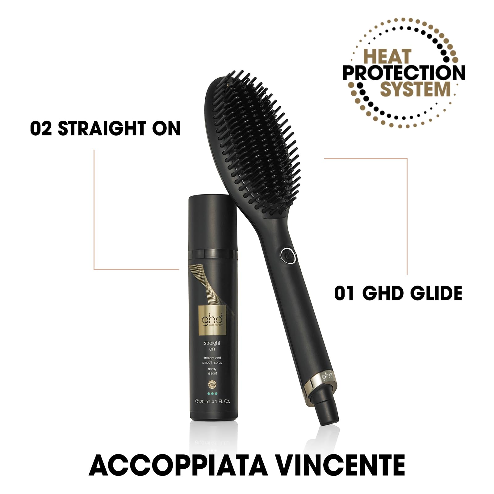 ghd Glide Hot Brush, Spazzola Lisciante per Capelli con Effetto Anticrespo, Piega Veloce e Senza Sforzo, Tecnologia in Ceramica con Ionizzatore, Cavo Professionale 2.7m, Sleep Mode