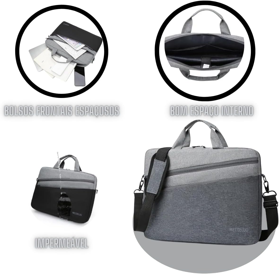 Capa Bolsa Maleta Notebook Com Alça De Ombro Alça De Mão Reforçada Impermeável Divisórias Case Note Bag Estojo Pasta Organizadora Notebook 16 Polegadas 2 Bolsos Externo Faculdade Escola Trabalho