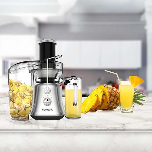 Miniatura 2 de Courant Jugo de 800 W con canal de alimentación grande de 3.35 pulgadas, exprimidor centrífugo de fruta entera, control de 2 velocidades, sin BPA,
