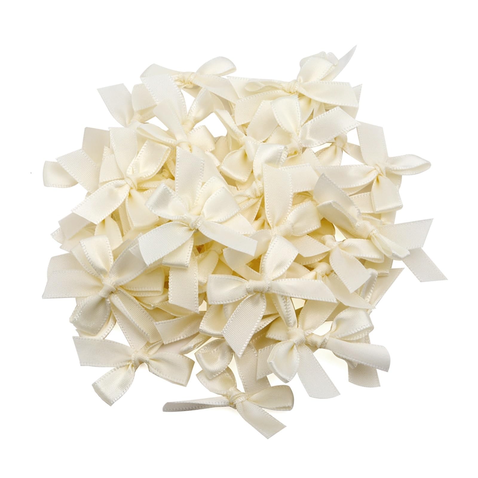 UJEDFHV Mini Bow 50Pcs Satin Ribbon Bows Decoration Small Bowknot Wedding Bowknots For Craft DIY Supplies for DIY Crafts(Beige)