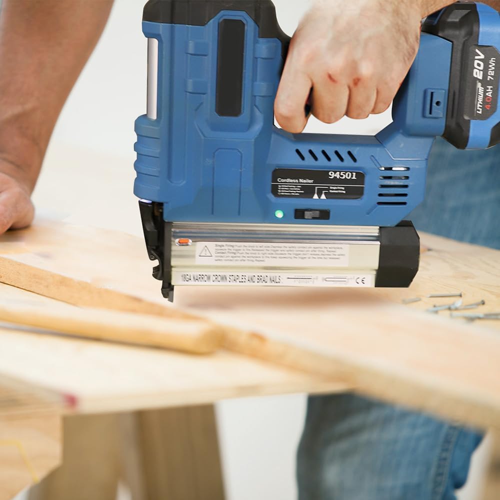 Irfora Cordless Nailer 2 in 1 Nailer Battery Powered 18 Gauge 2.0Ah Electric Staple for Upy and Carpentry Include 1x2.0Ah Battery 1x2A Nails 1Pc Clip