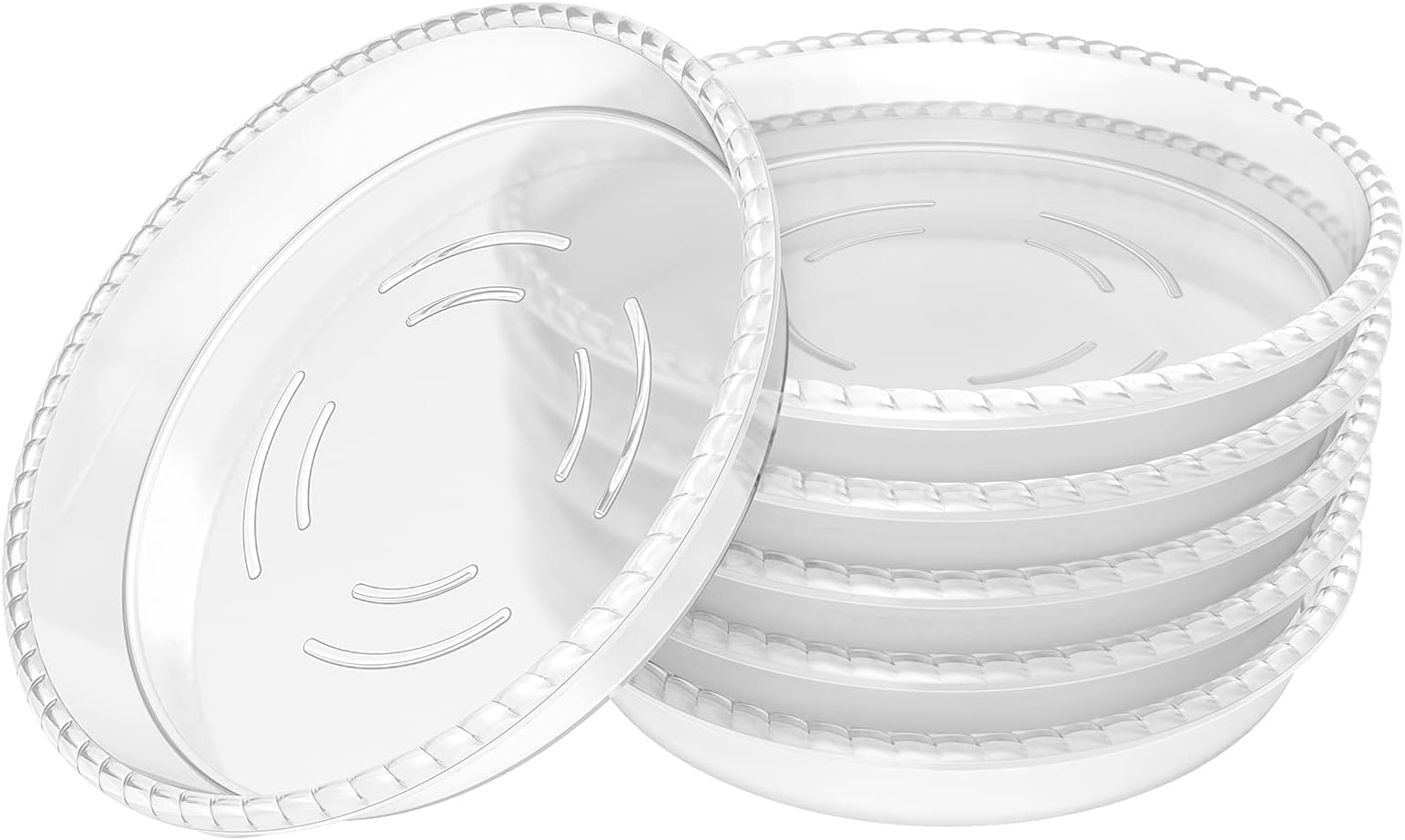 6 Pack Clear Plant Saucer 5 inch (Top Diameter), Plastic Plant Trays for Indoor, Round Flower Plant Pot Saucer, Sturdy Plant Water Catcher Tray