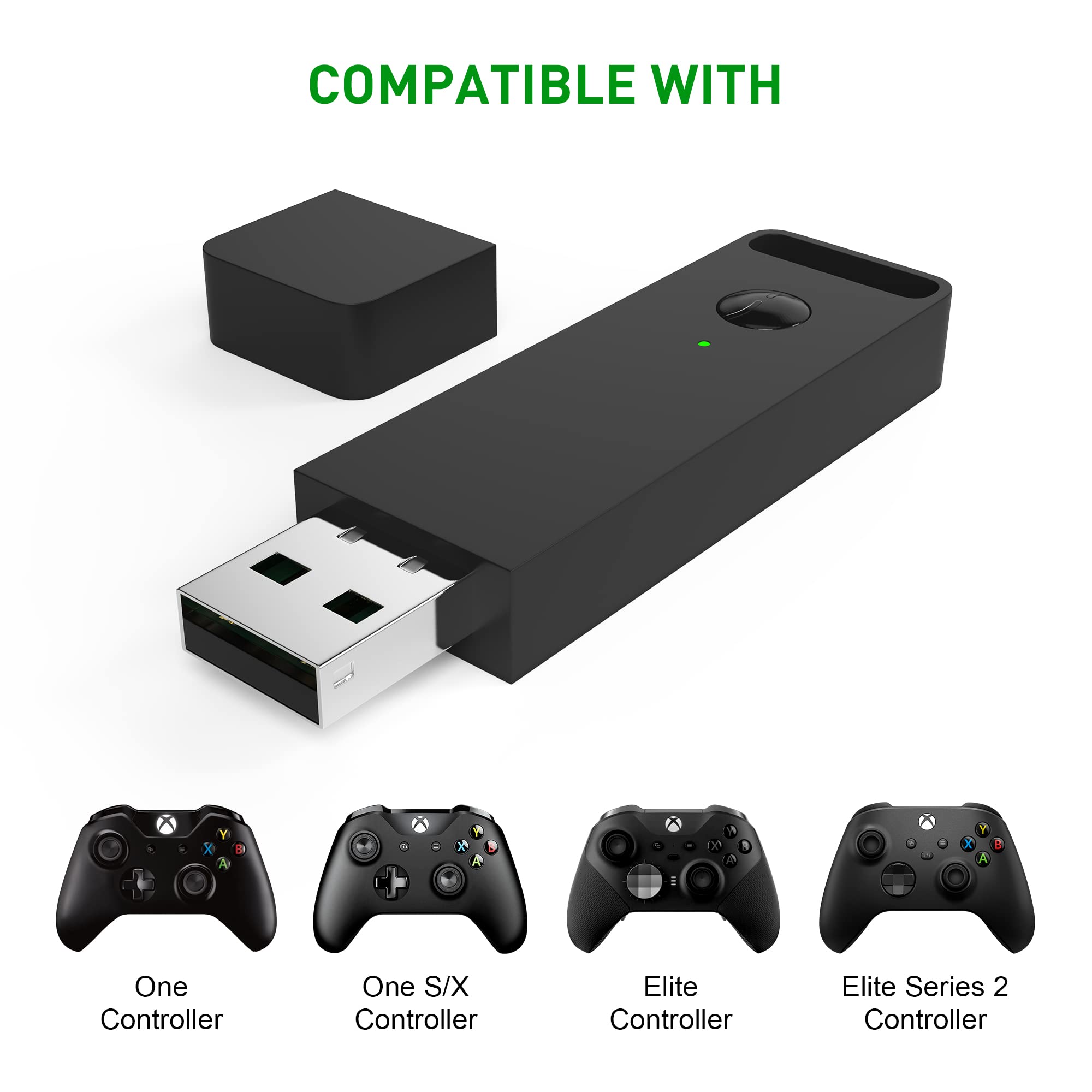 NOPWOK - Adattatore wireless Xbox per PC Windows 10/8.1/8/7 e cuffie, adattatore wireless compatibile con controller Xbox