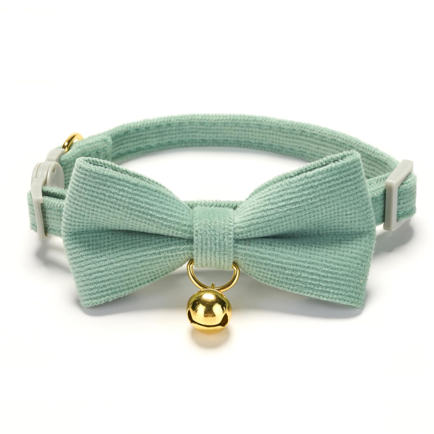 YUDOTECotton Breakaway Cat Collar with Bow Tie and Bell, Adjustable Cute Soft Corduroy Kitten Collars for Girl and Boy Cats