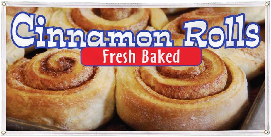 Vinyl Banner Multiple Sizes Cinnamon Rolls Restaurant Cafe Bar A Restaurant & Food Outdoor Weatherproof Industrial Yard Signs Brown 4 Grommets 16x40Inches