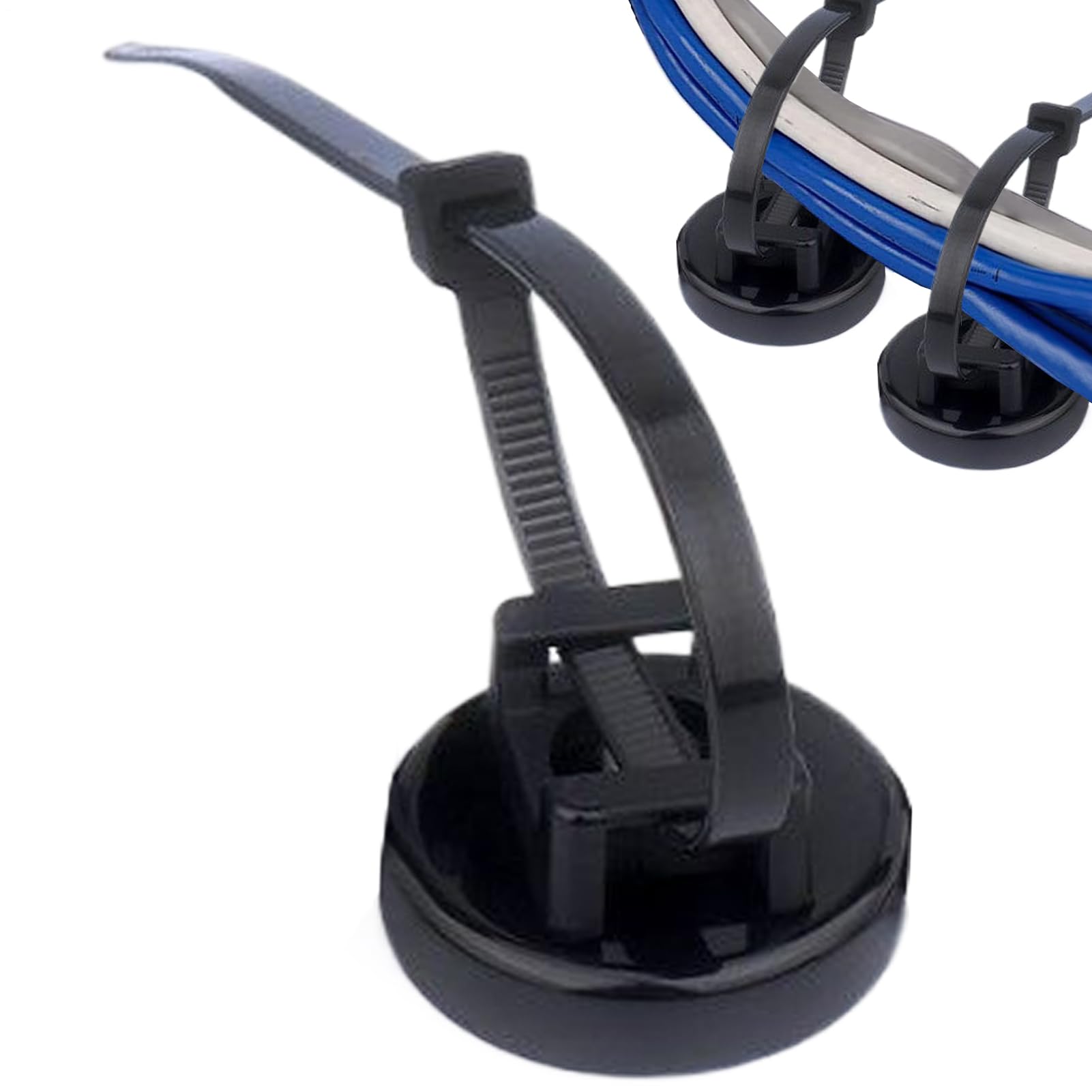 Magnetic Cable Tie Holder, Magnetic Wire Holder Zip Tie Mount, Space-Saving Cord Organizer Bracket for Workshop Backyard Tool House Garden Study Basement Working Space