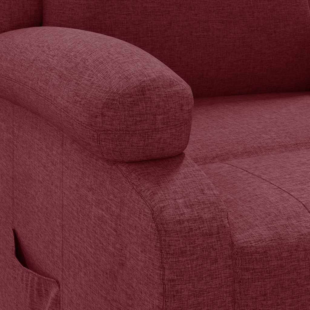 Fotel relaksacyjny w kolorze czerwonego wina z regulowanym oparciem i podnóżkiem, ergonomiczny fotel wypoczynkowy z tapicerką, drewniana metalowa rama, wygodne krzesło do czytania do salonu